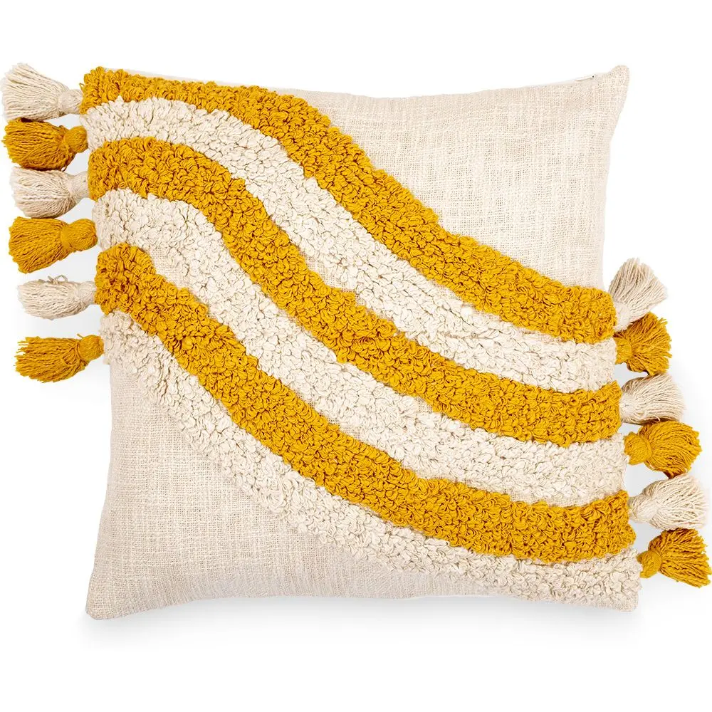  Buy Square Cotton Cushion in Boho Bali Style cover + filling - Edwinna  Yellow 60211 - in the EU