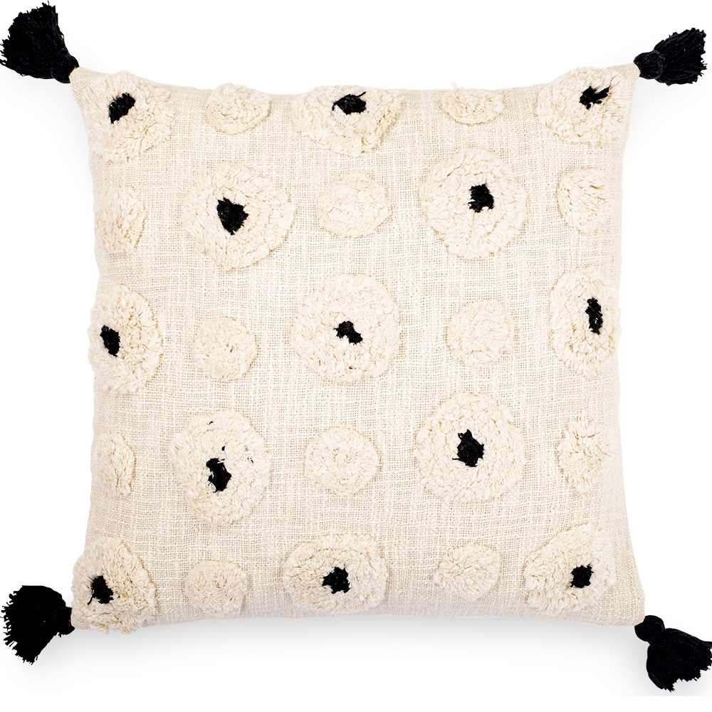  Buy Square Cotton Cushion in Boho Bali Style cover + filling - Clara Black 60223 - in the EU