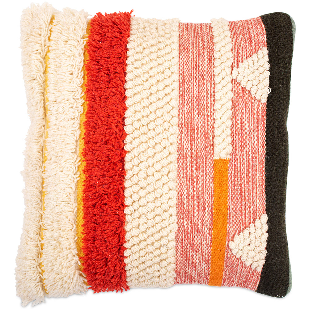  Buy Square Cushion in Boho Bali Style, Cotton & Wool cover + filling - Eunice Multicolour 60230 - in the EU