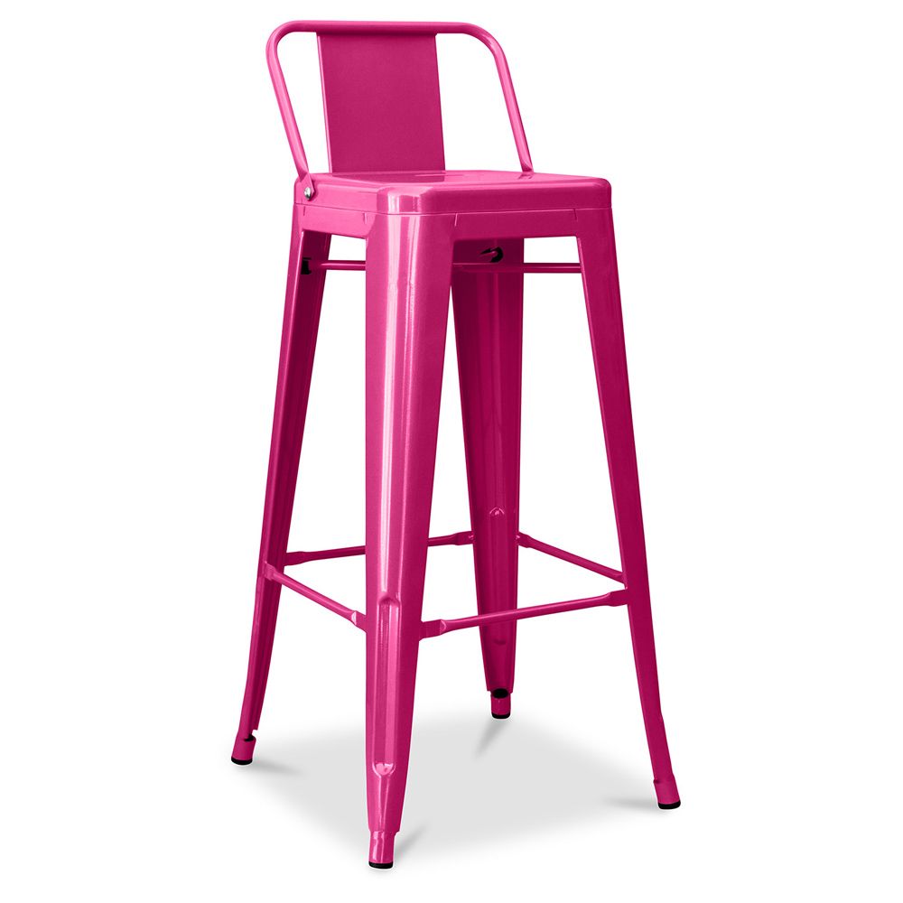 Buy Bar Stool with Backrest - Industrial Design - 76cm - New Edition - Metalix Fuchsia 60325 - in the EU