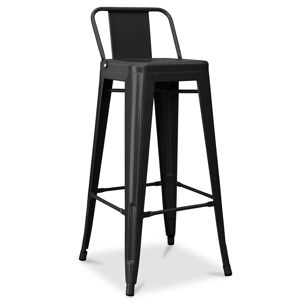  Buy Bar Stool with Backrest - Industrial Design - 76cm - New Edition - Metalix Black 60325 - in the EU