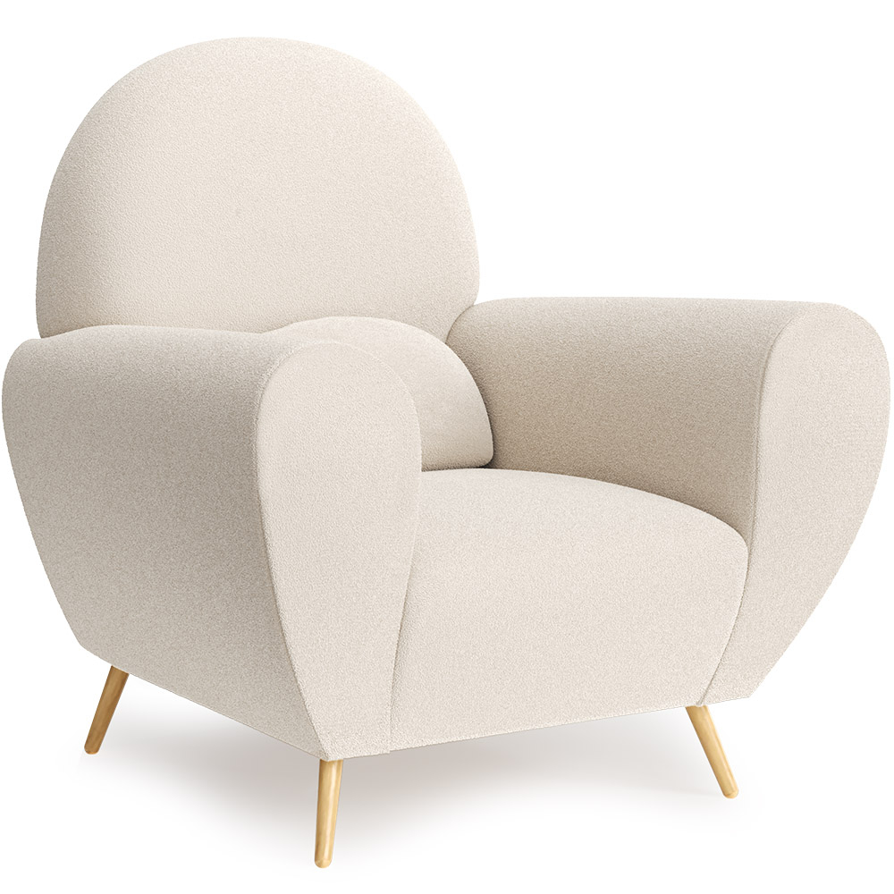  Buy Armchair with Armrests - Upholstered in Boucle Fabric - Verona White 60329 - in the EU