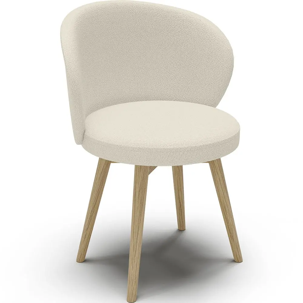  Buy Dining chair upholstered in white boucle - Seranda White 61606 - in the EU