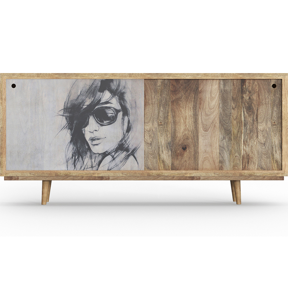  Buy Wooden Sideboard - Vintage Design - Woman Drawing - Mayce Natural wood 60355 - in the EU