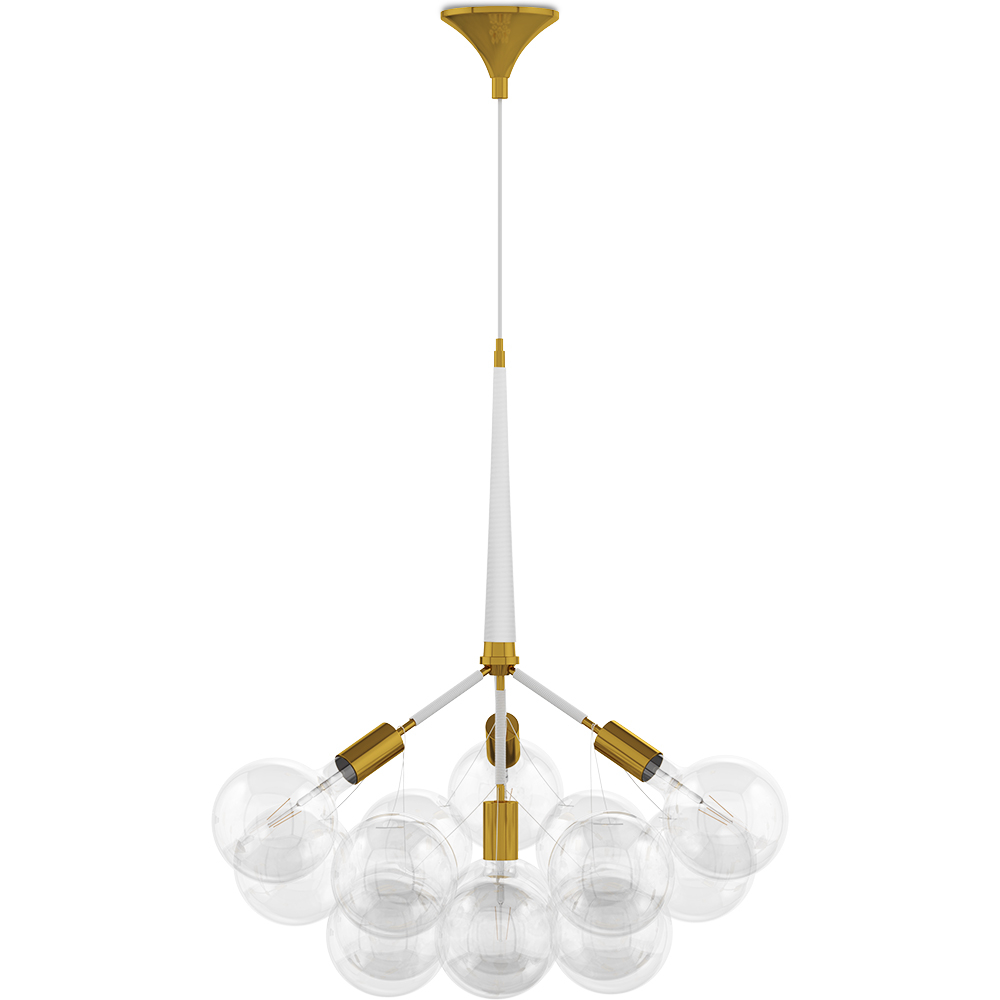  Buy Pendant lamp, globe chandelier in modern design, 12 glass globes - Plaus White 60404 - in the EU