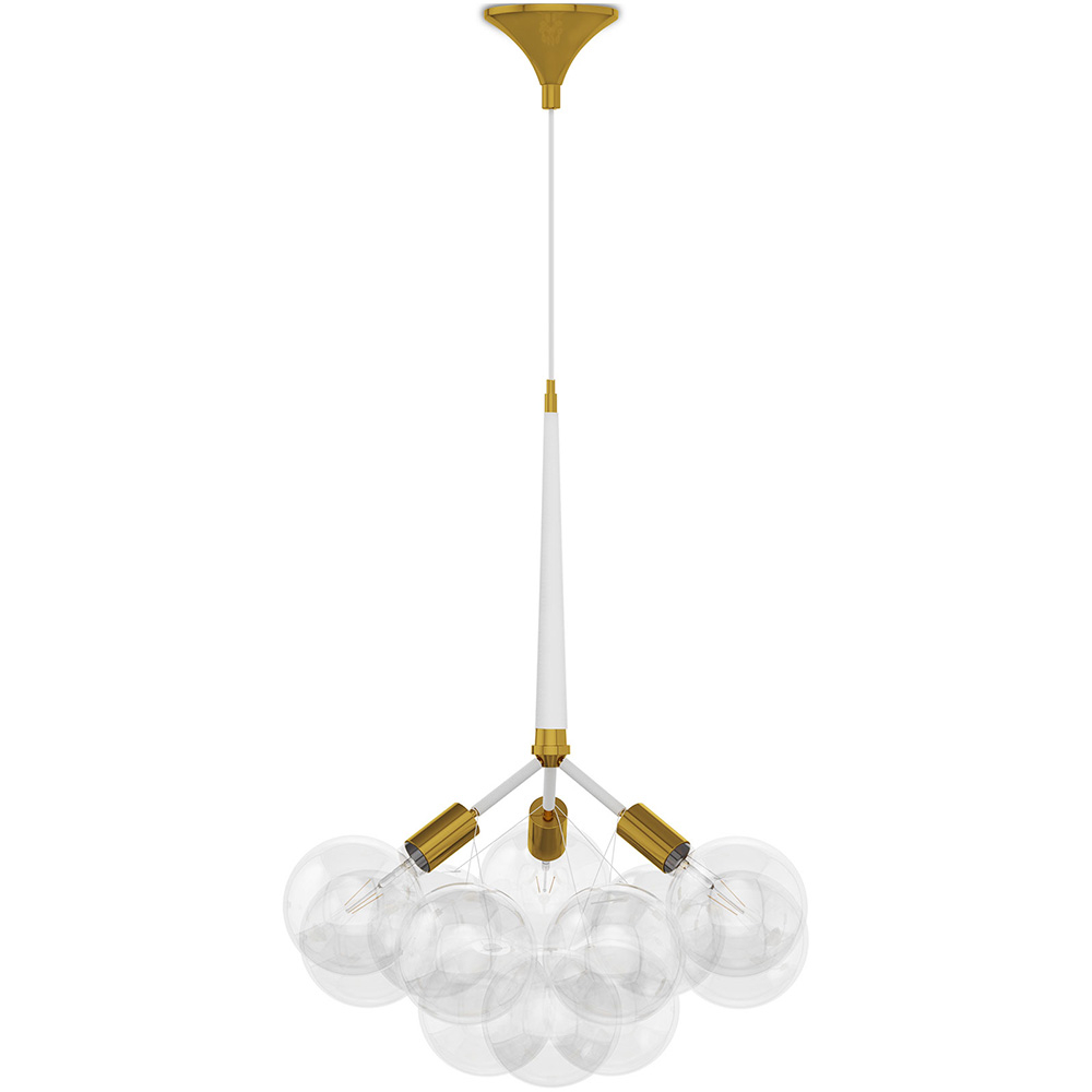  Buy Pendant lamp, globe chandelier in modern design, 9 glass globes - Plaus White 60405 - in the EU