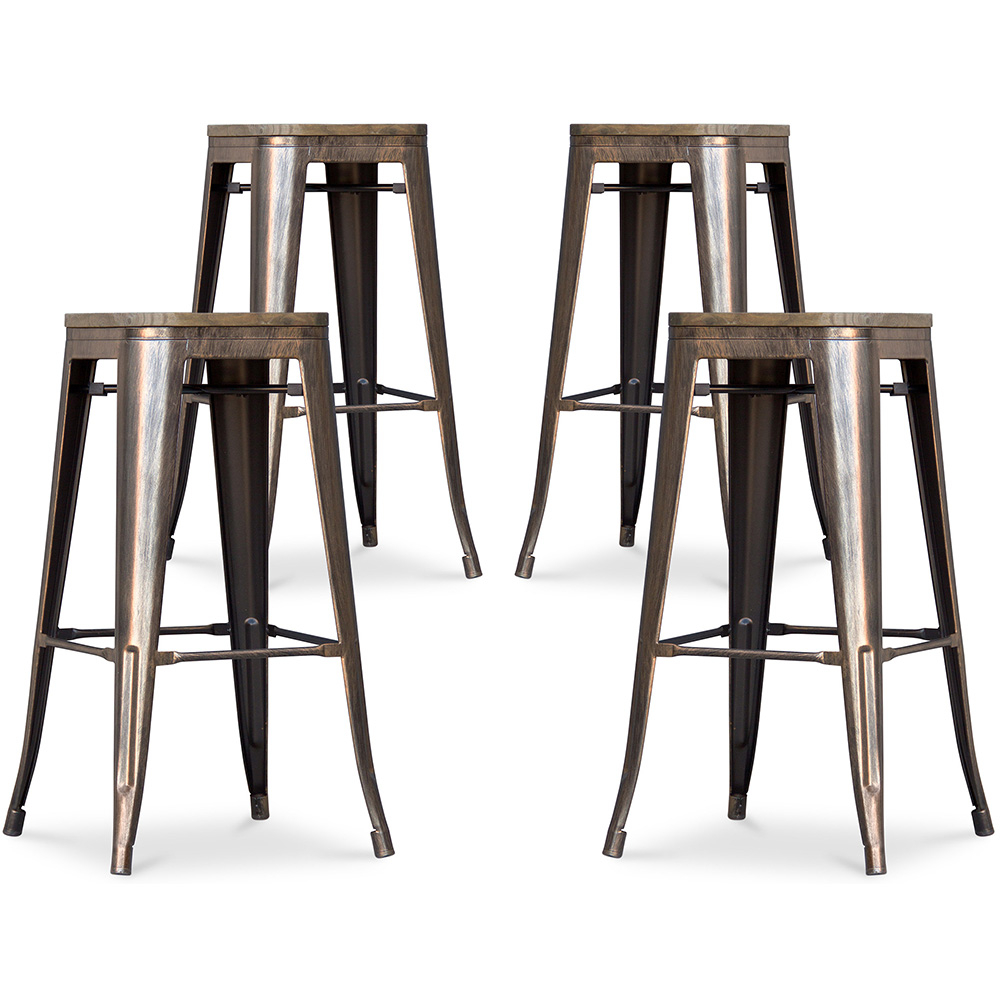  Buy X4 Bar stool Bistrot Metalix industrial design Metal - 76 cm - New Edition Metallic bronze 60438 - in the EU