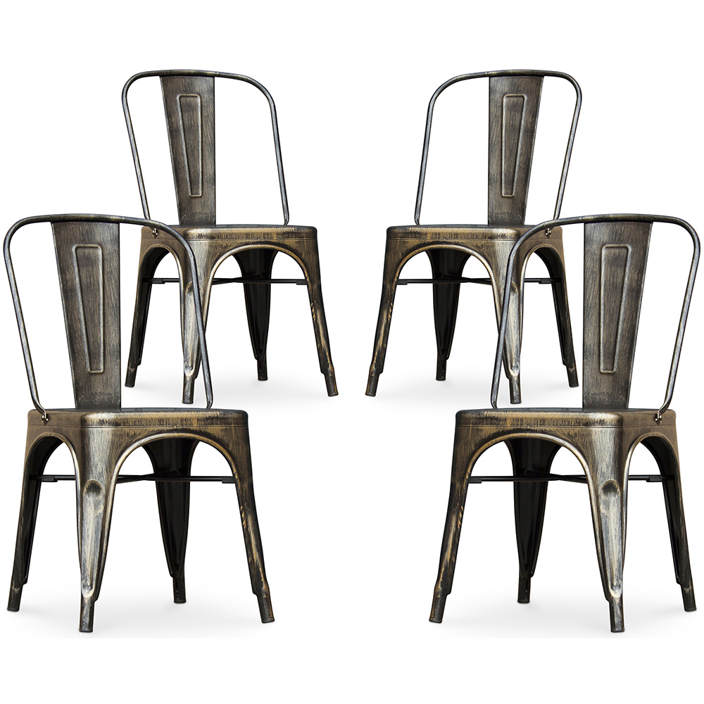  Buy X4 Bistrot Metalix Dining Chair Industrial Design in Shiny Steel square seat- New Edition Metallic bronze 60437 - in the EU
