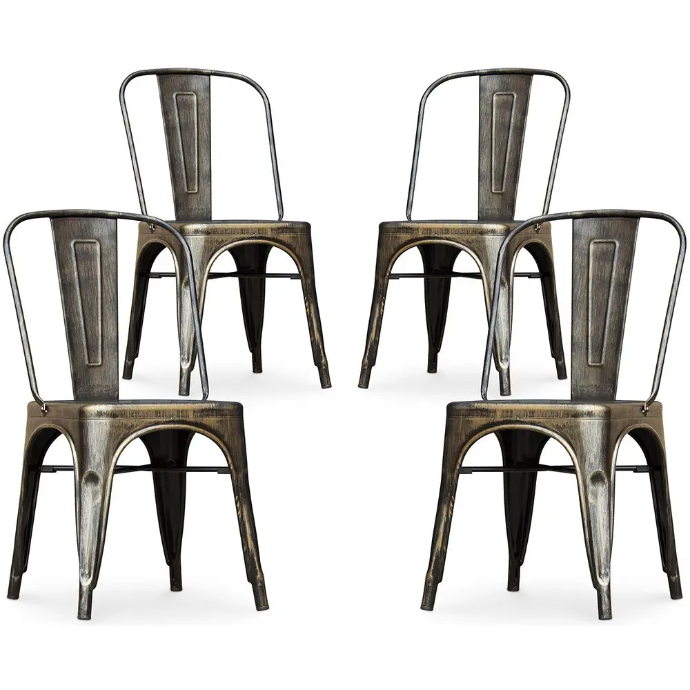  Buy X4 Bistrot Metalix Dining Chair Industrial Design in Shiny Steel square seat- New Edition Metallic bronze 60437 - in the EU