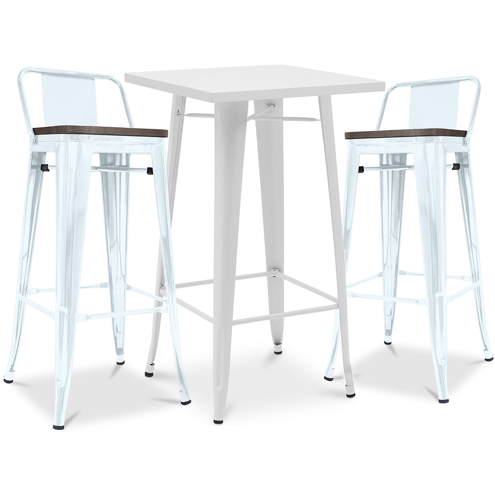  Buy White Bar Table + X2 Bar Stools Set Bistrot Metalix Industrial Design Metal and Dark Wood - New Edition Grey blue 60447 - in the EU