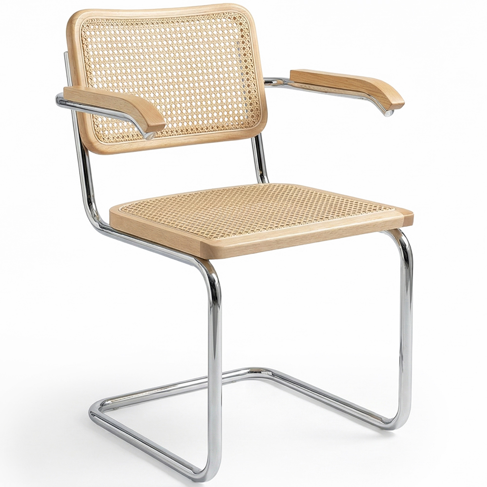  Buy Dining Chair with Armrests - Vintage Design - Wood and Rattan - Lia Natural 60452 - in the EU