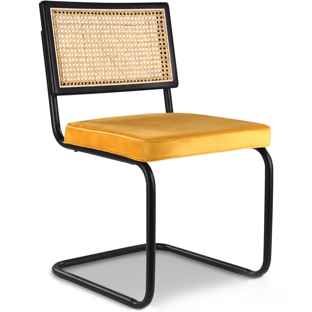  Buy Dining Chair, Natural Rattan And Velvet - Nema Mustard 60456 - in the EU