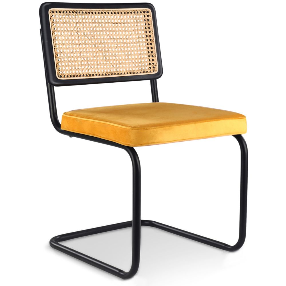  Buy Dining Chair, Natural Rattan And Velvet - Nema Mustard 60456 - in the EU