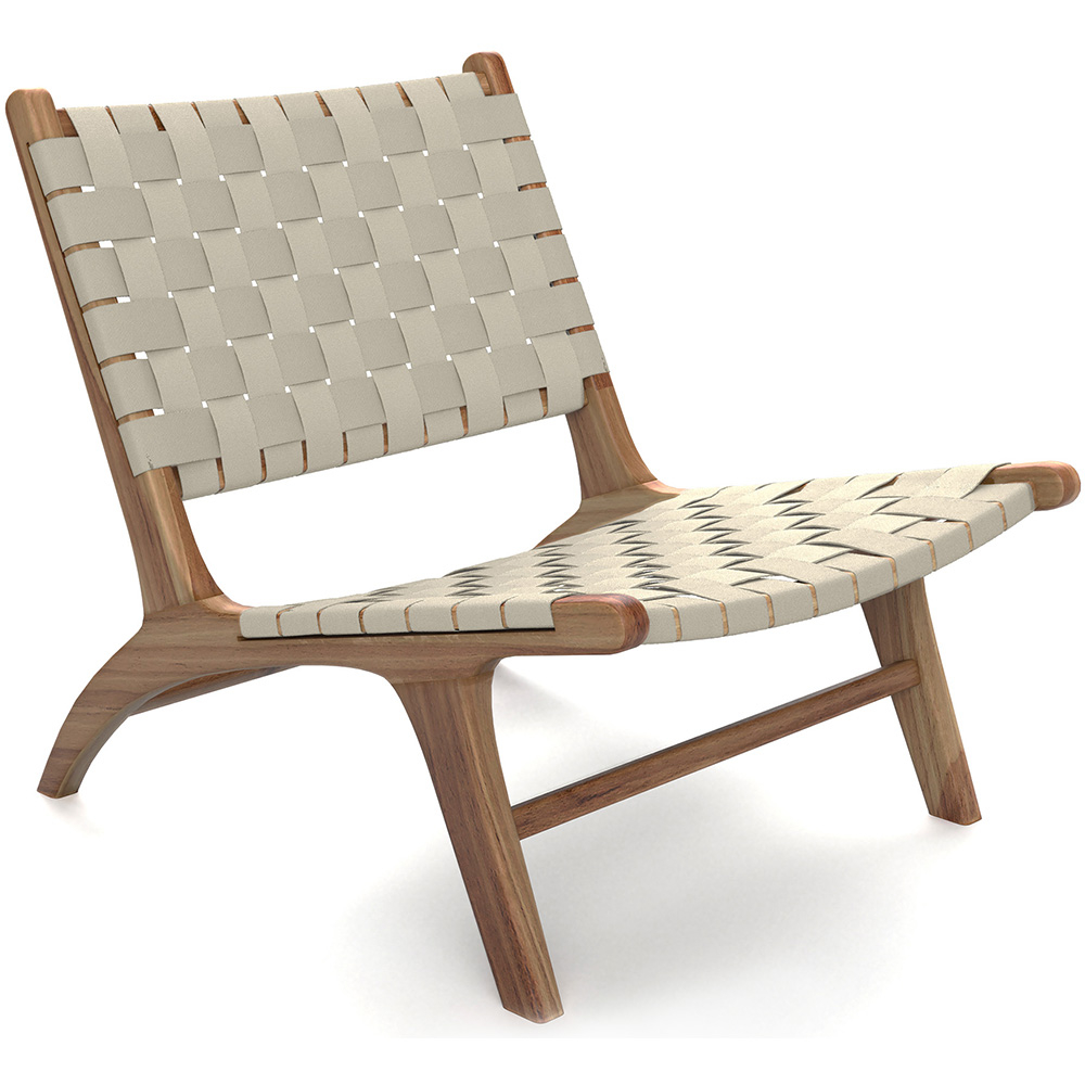  Buy Handcrafted Armchair with Boho Bali Design in Wood and Linen - Grau Taupe 60470 - in the EU