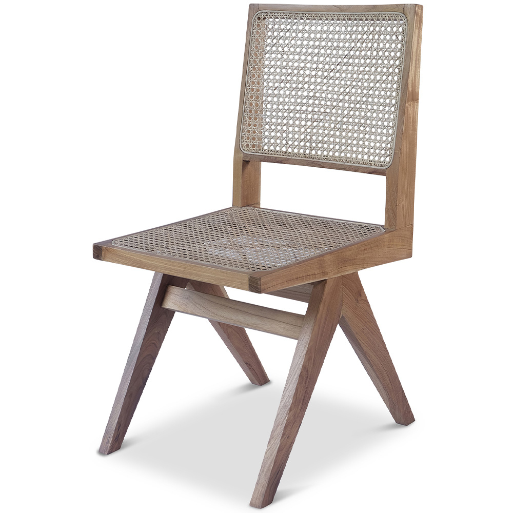  Buy Cannage Dining Chair, Bali Boho Style, Rattan and Teak Wood - Ruye Natural 60474 - in the EU