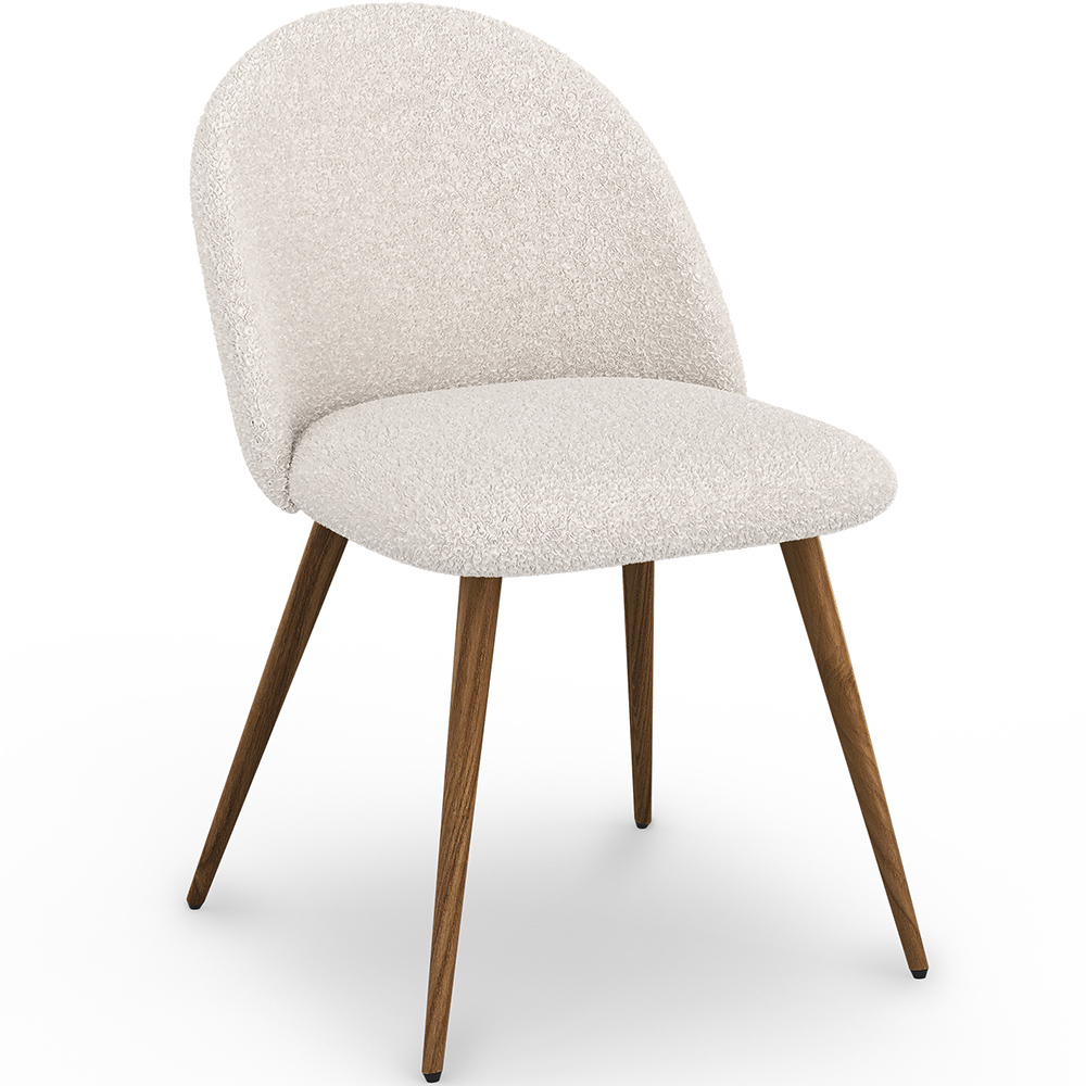  Buy Dining Chair - Upholstered in Bouclé Fabric - Scandinavian - Bennett White 60480 - in the EU