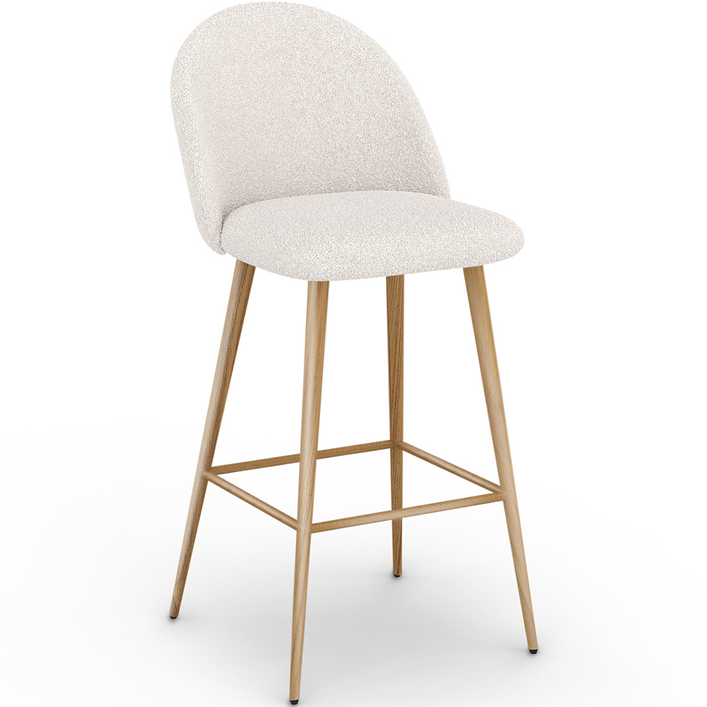  Buy Stool Upholstered in Bouclé Fabric - Scandinavian Design - Bennett White 60481 - in the EU