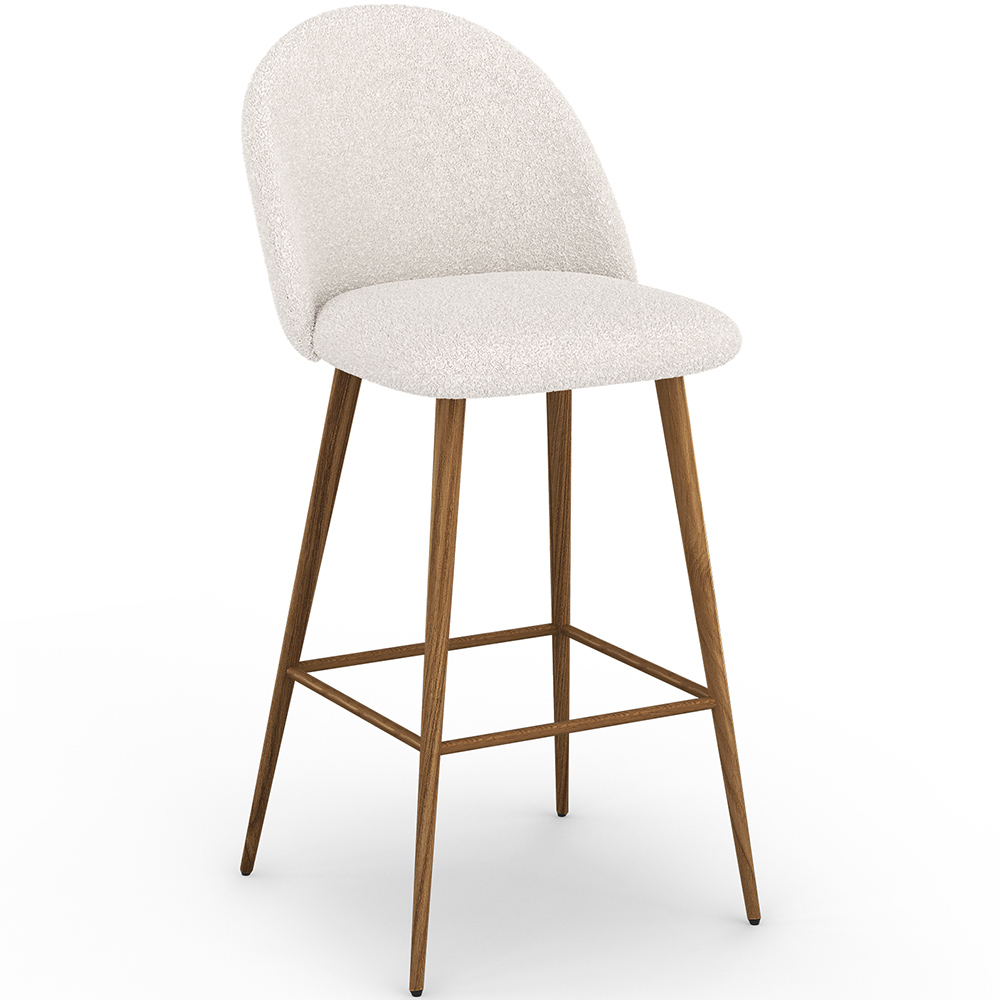  Buy Stool Upholstered in Bouclé Fabric - Scandinavian Design - Bennett White 60482 - in the EU