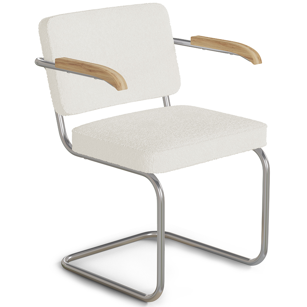  Buy Dining Chair Boucle Design with Armrest - Nui White 60540 - in the EU