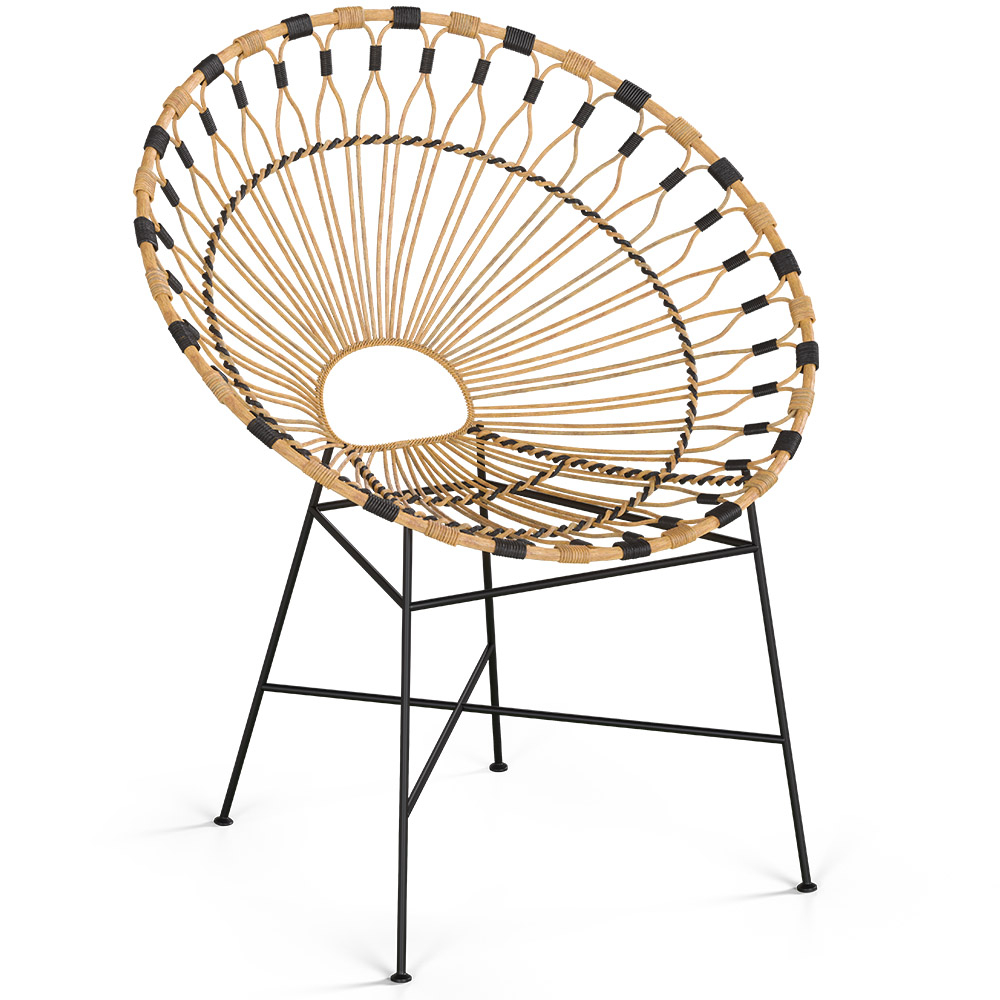  Buy Round Synthetic Rattan Outdoor Chair - Boho Bali Design - Monai Natural 60541 - in the EU