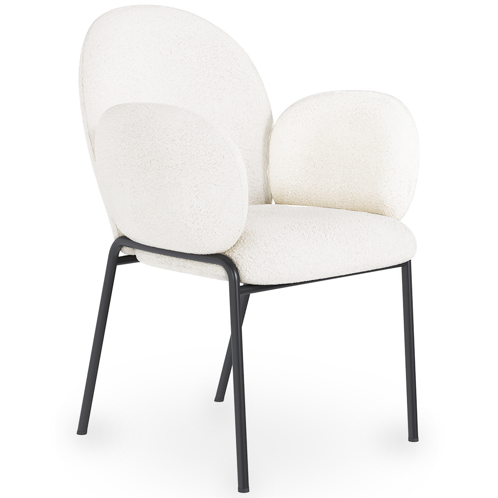  Buy Dining Chair with Armrests - Bouclé Fabric Upholstery - Toler White 60626 - in the EU