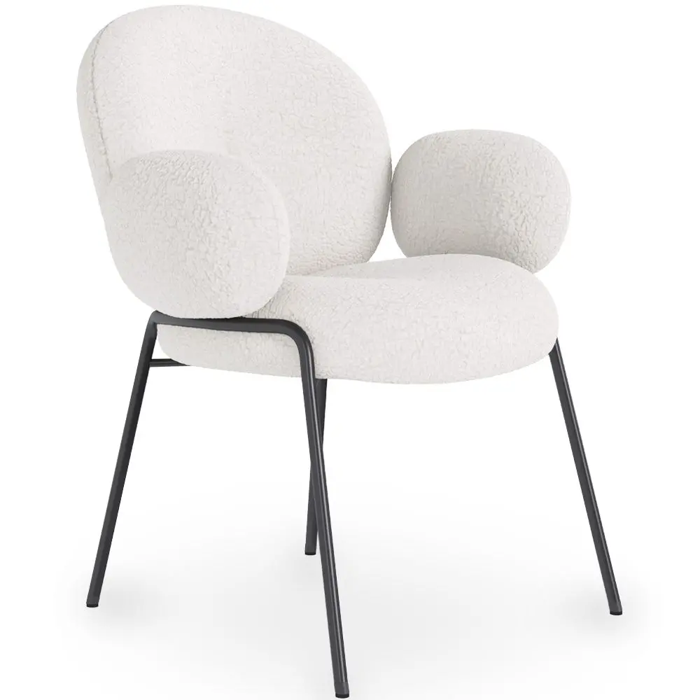  Buy Dining Chair with Armrests - Bouclé Fabric Upholstery - Toler White 60626 - in the EU