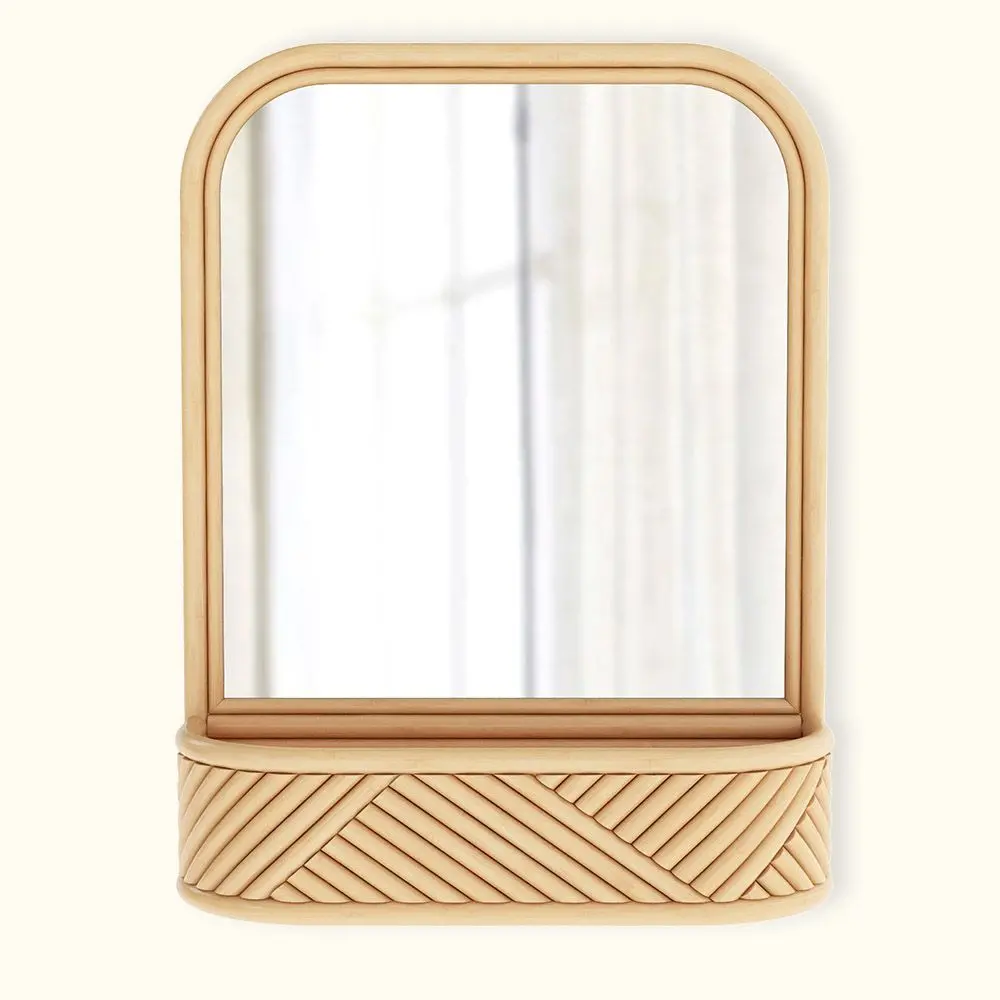  Buy Wall Mirror with Rattan Frame - Bali Boho Style - Dania Natural 60636 - in the EU