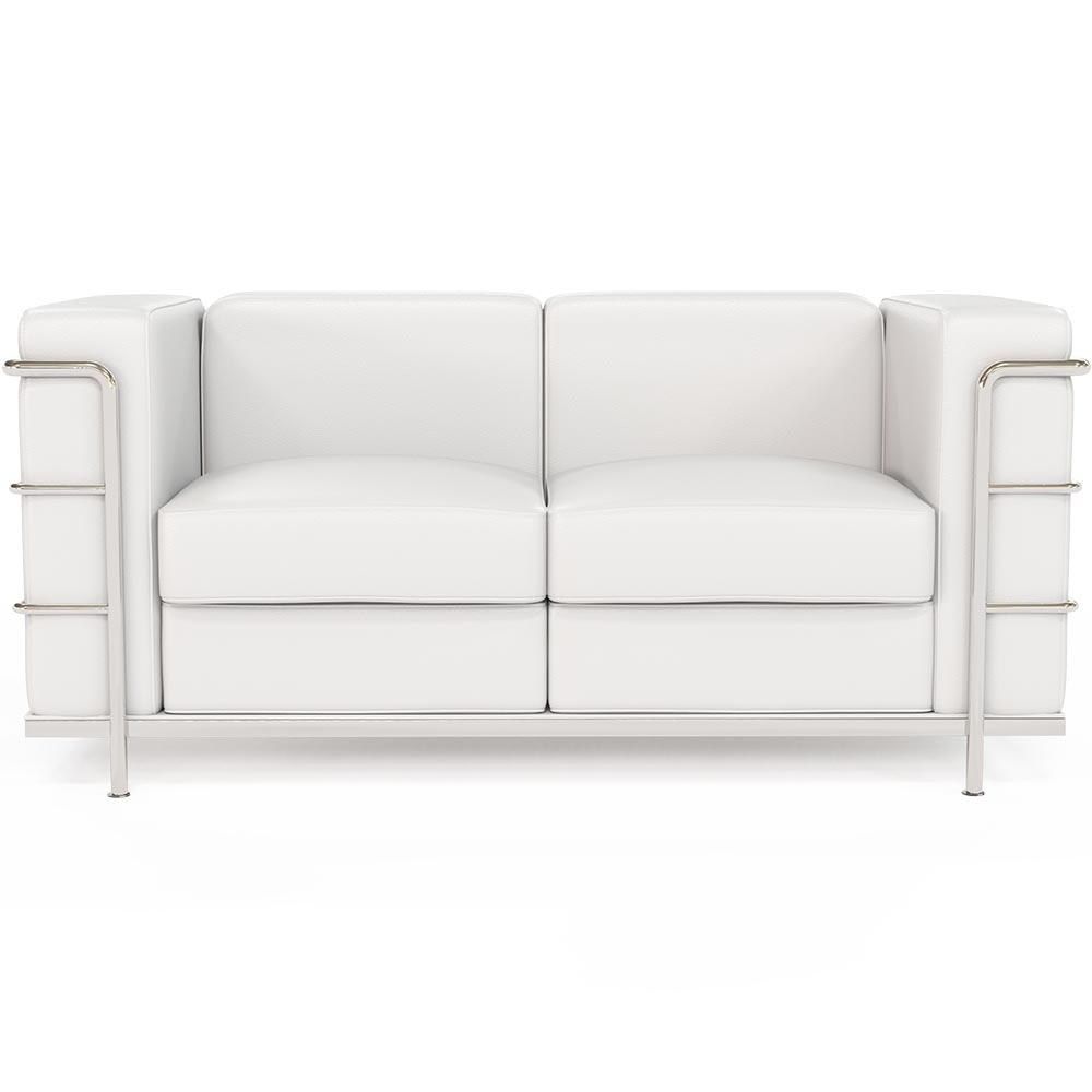  Buy 2-Seater Sofa - Upholstered in Vegan Leather - Bour White 60658 - in the EU