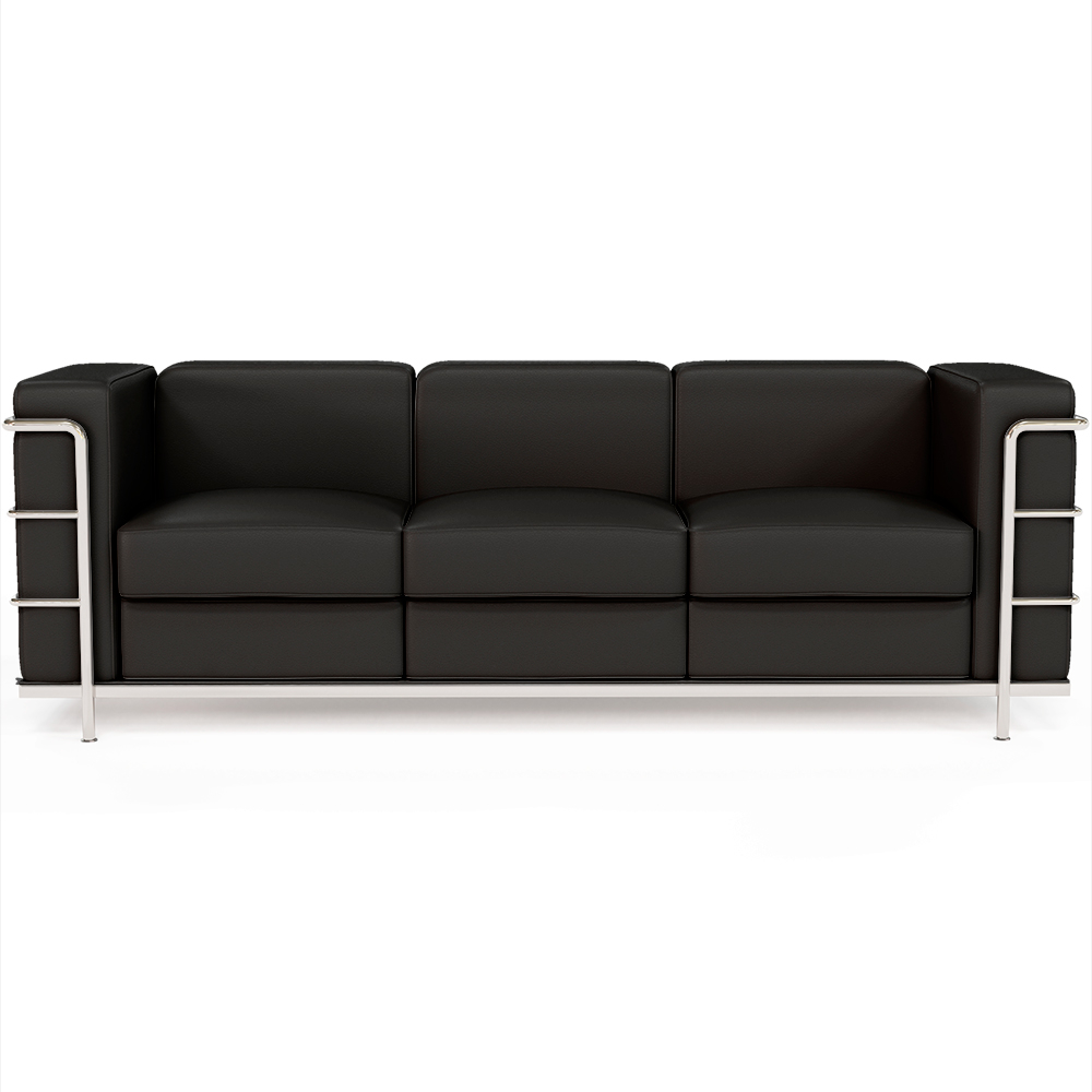  Buy 3-Seater Sofa - Upholstered in Vegan Leather - Bour Black 60659 - in the EU