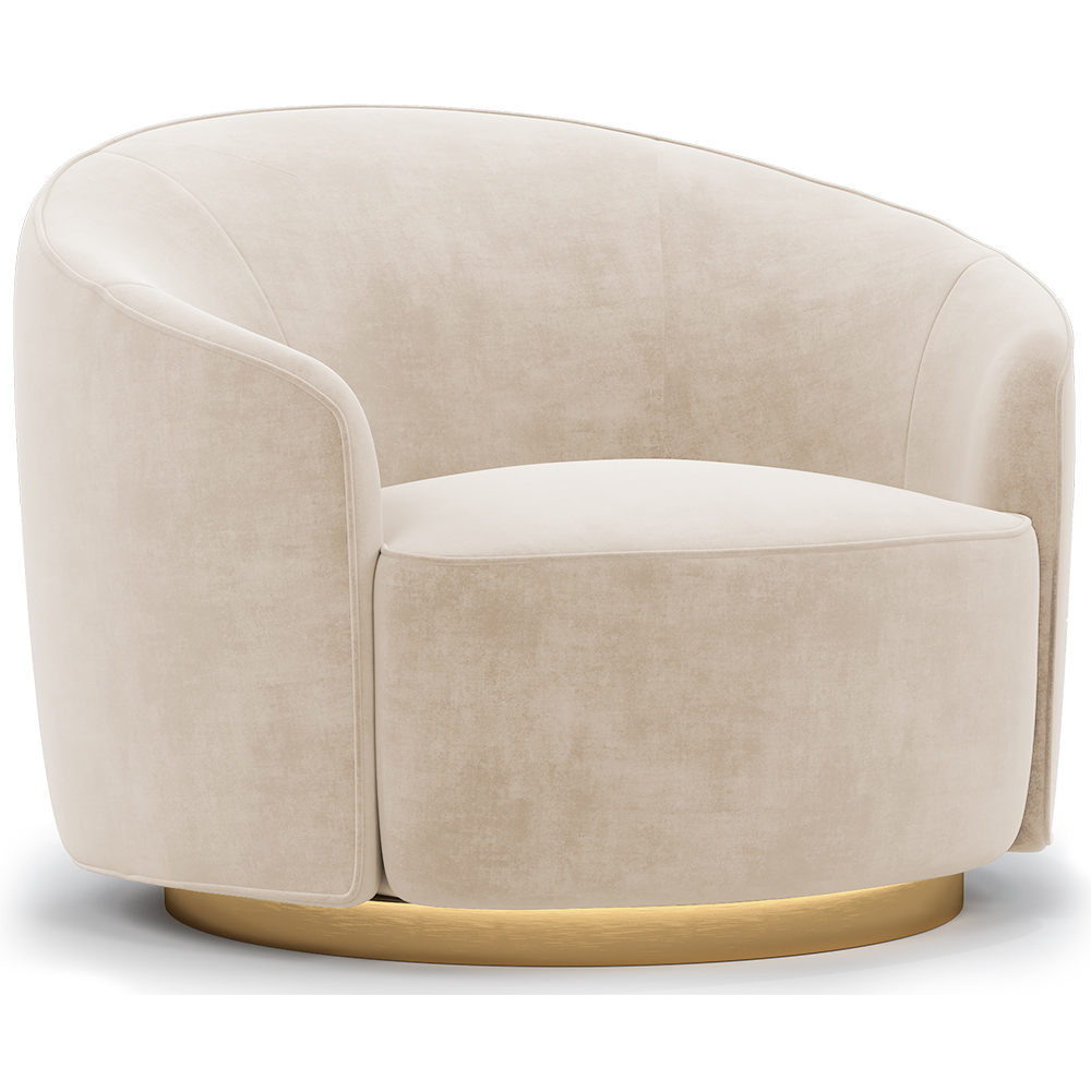  Buy Curved Design Armchair - Upholstered in Velvet - Treya Beige 60647 - in the EU