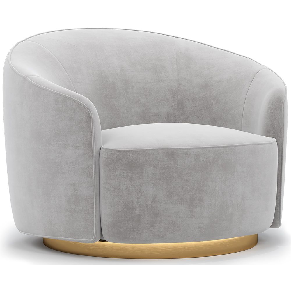  Buy Curved Design Armchair - Upholstered in Velvet - Treya Light grey 60647 - in the EU