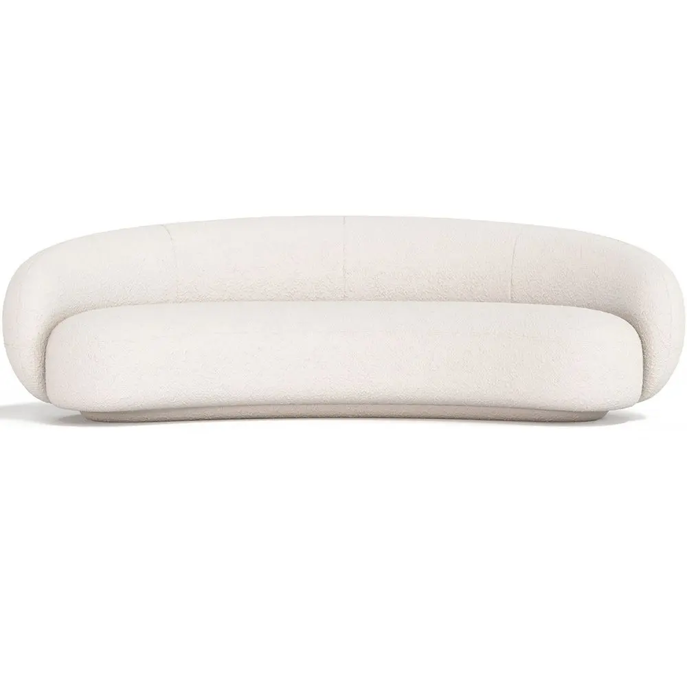  Buy Curved Bouclé Fabric Sofa - 3/4 Seats - Nathan White 60690 - in the EU