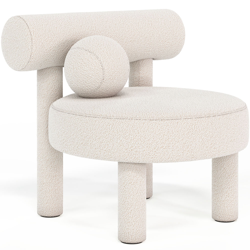  Buy Armchair - Upholstered in Bouclé - Fera White 60697 - in the EU