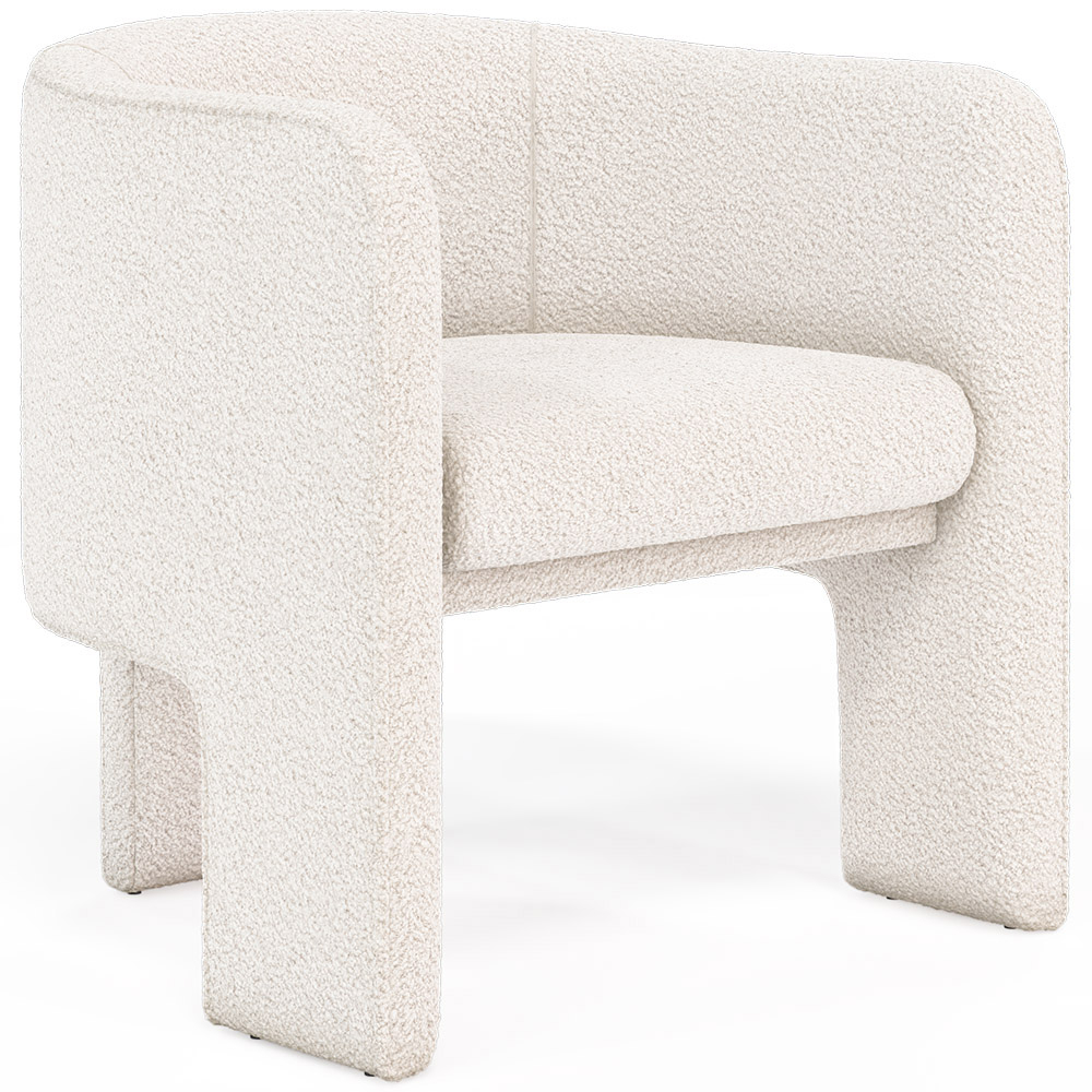  Buy Design Armchair - Bouclé Fabric Upholstered Armchair - Devon White 60701 - in the EU