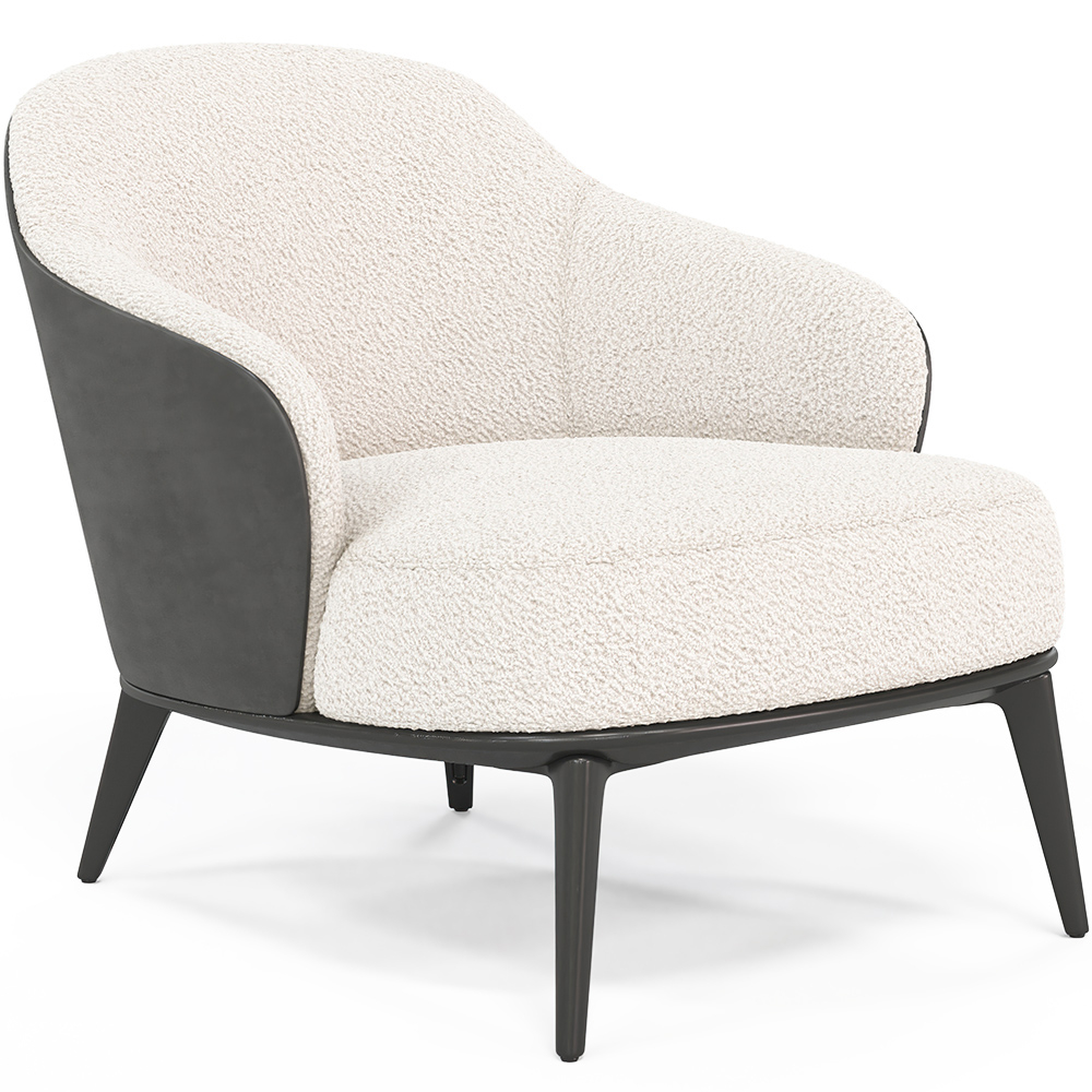  Buy Upholstered Armchair in Boucle Fabric - Renaud White 60705 - in the EU