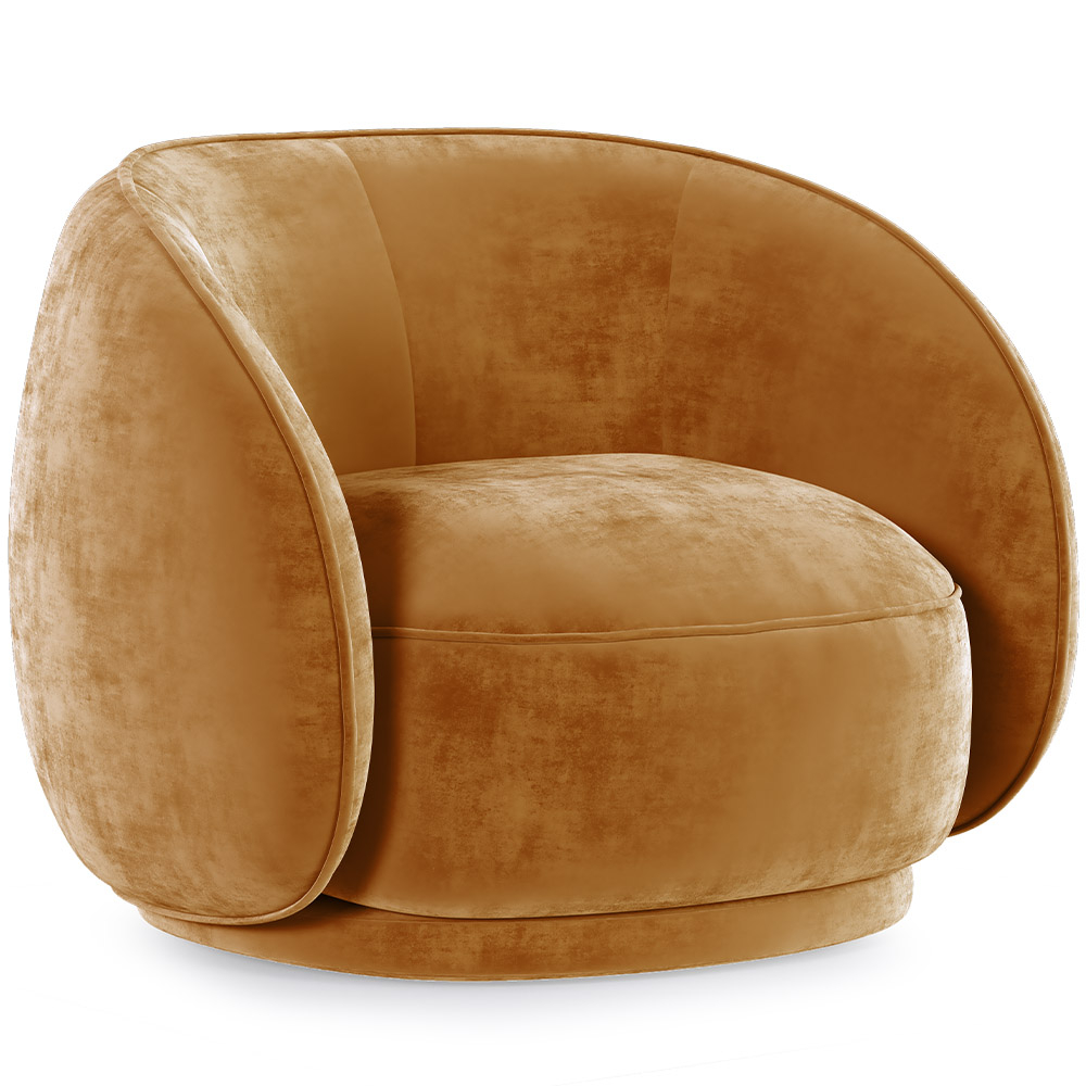 Buy Curved Velvet Upholstered Armchair - William Mustard 60692 - in the EU