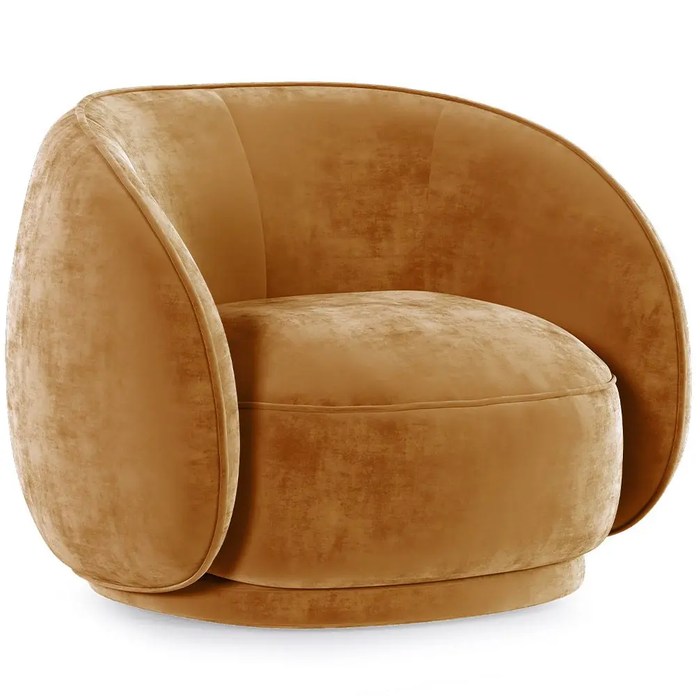  Buy Curved Velvet Upholstered Armchair - William Mustard 60692 - in the EU
