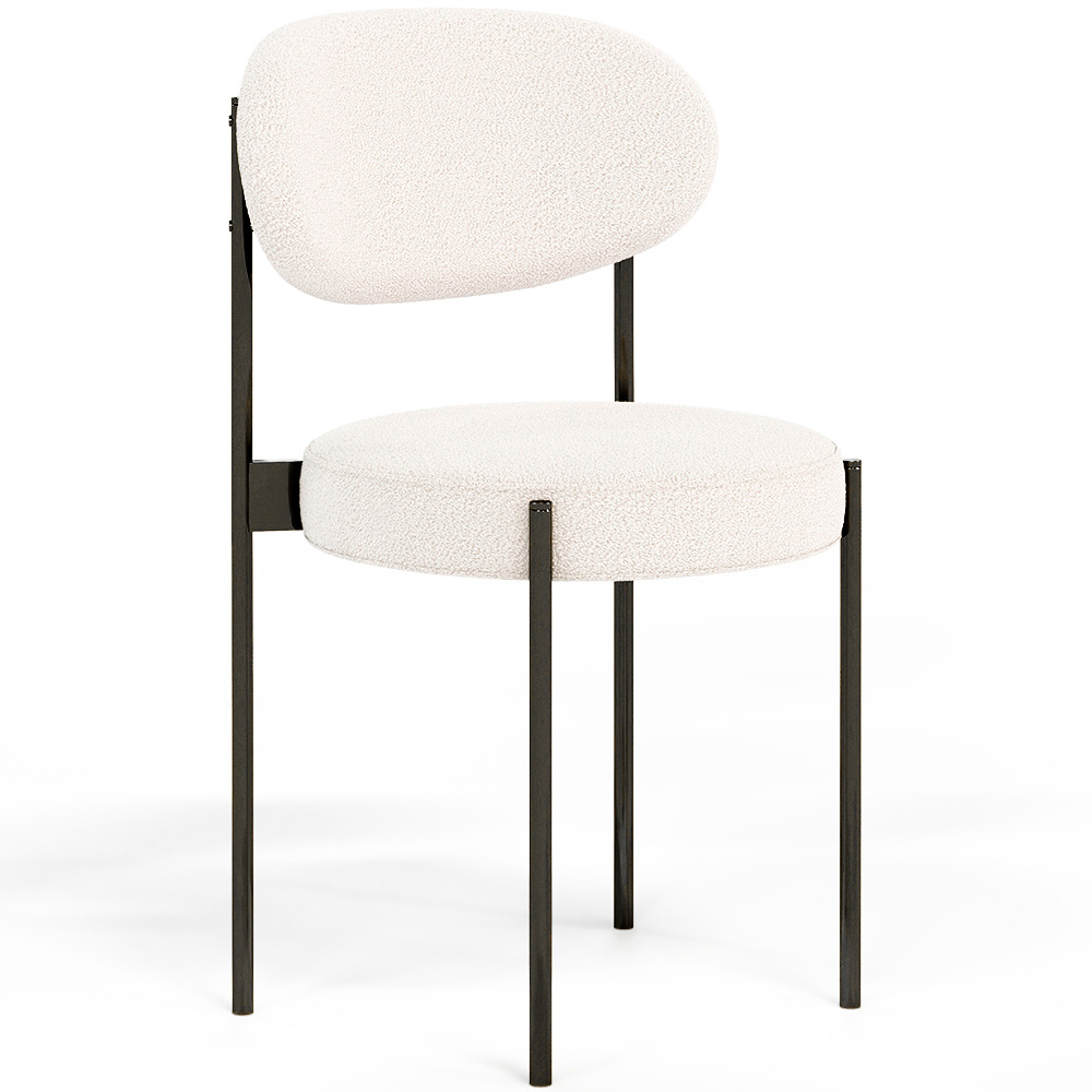  Buy Dining Chair - Upholstered in Bouclé Fabric - Black Metal - Martha White 61005 - in the EU