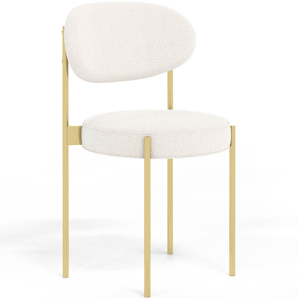  Buy Dining Chair - Upholstered in Bouclé Fabric - Golden Metal - Martha White 61006 - in the EU