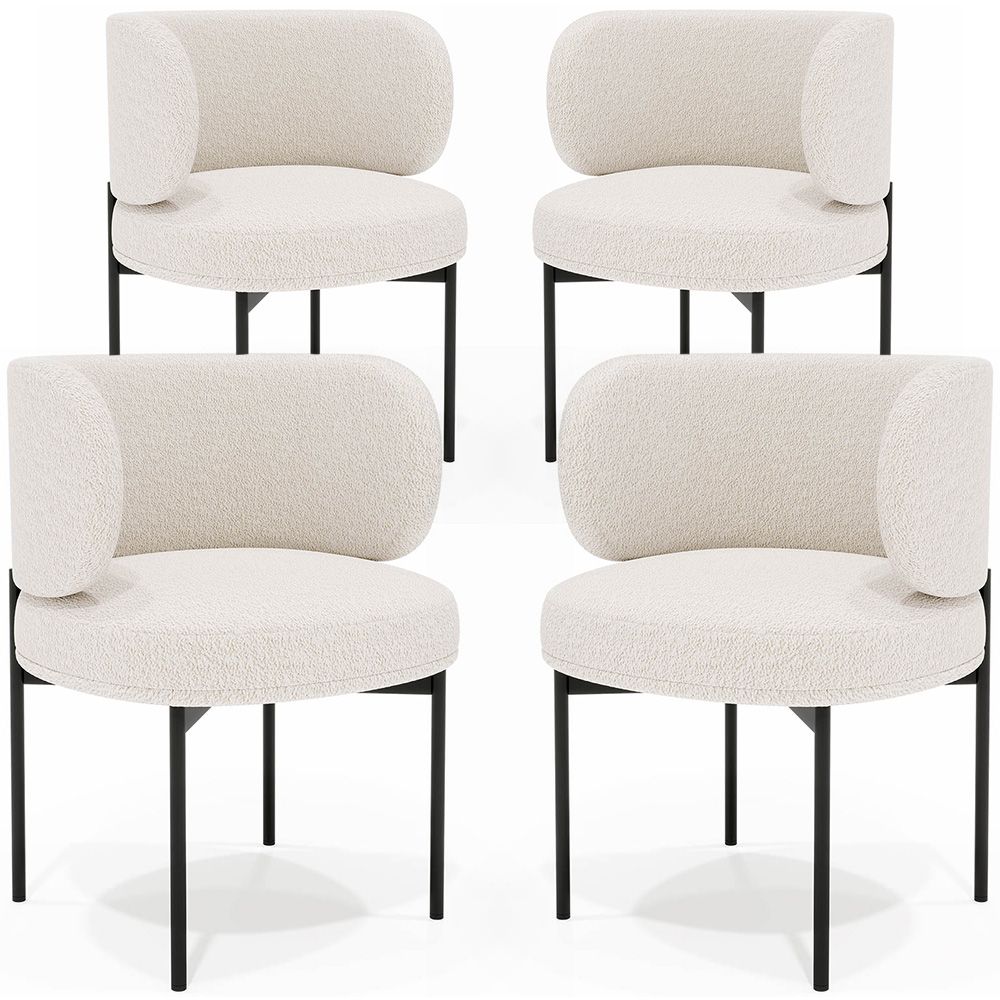  Buy Pack of 4 - Dining Chair - Upholstered in Bouclé Fabric - Calibri White 61008 - in the EU