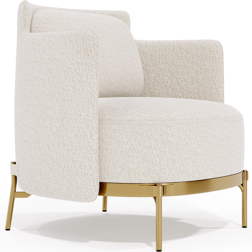  Buy Designer Armchair - Upholstered in Bouclé Fabric - Hynu White 61017 - in the EU