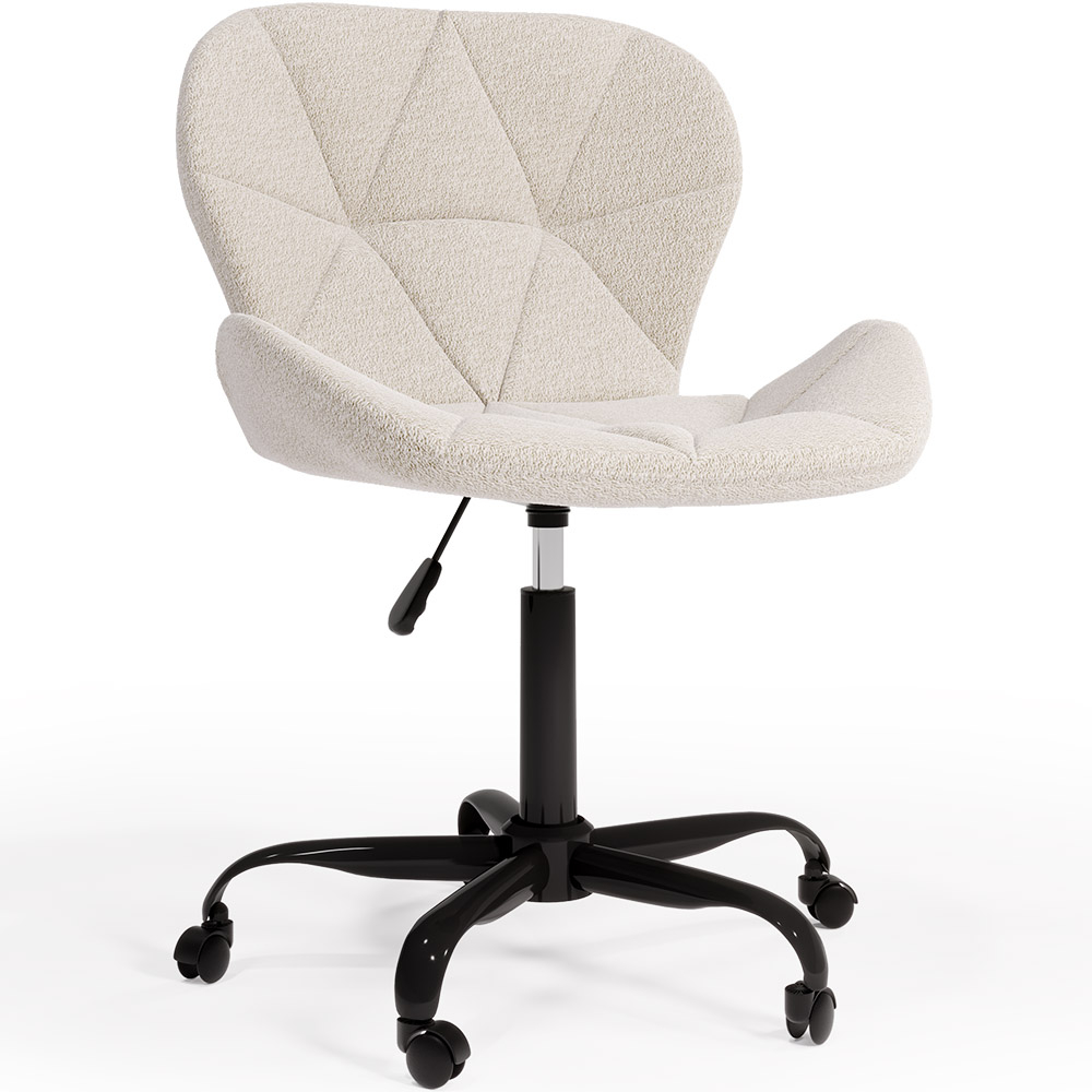  Buy Office chair upholstered in Bouclé fabric - Winka Black Frame White 61055 - in the EU