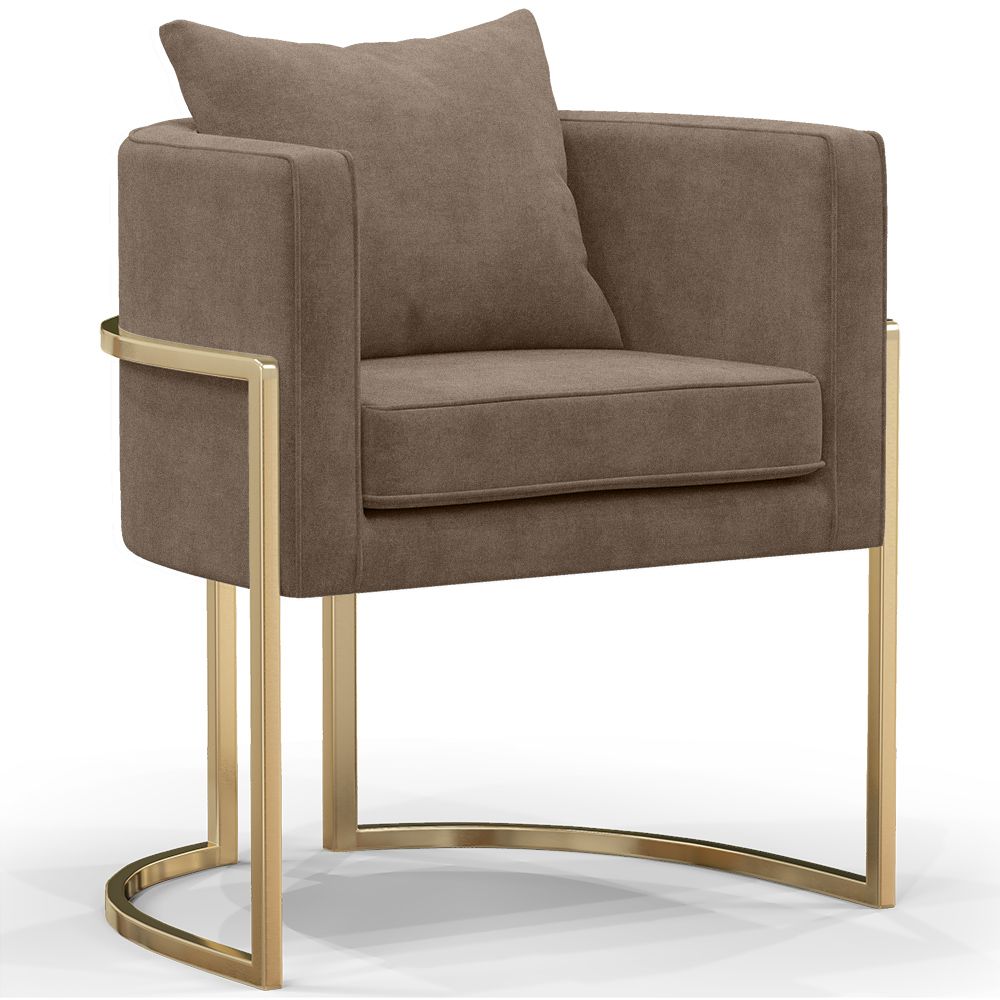 Buy Dining Chair - With armrests - Upholstered in Velvet - Vittoria Taupe 61009 - in the EU