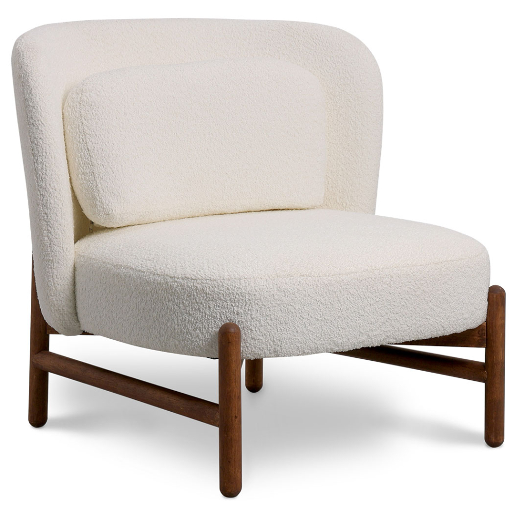  Buy Bouclé Fabric and Wood Armchair - Ebbe White 61135 - in the EU