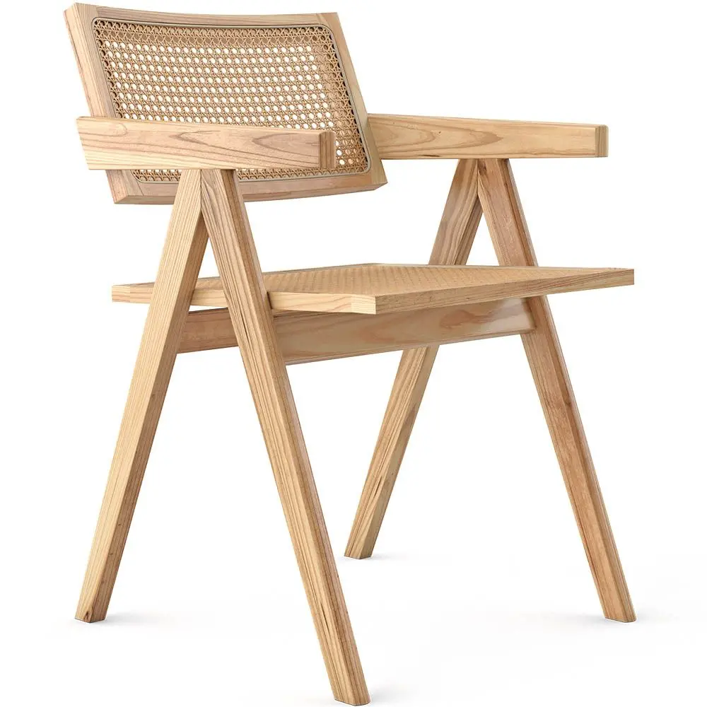  Buy Dining Chair in Cane Rattan - with Armrests - Leru Natural wood 61162 - in the EU