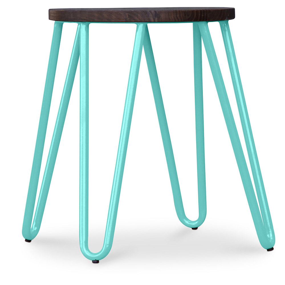  Buy Hairpin Stool - Dark wood and metal - 42cm  Pastel green 61216 - in the EU