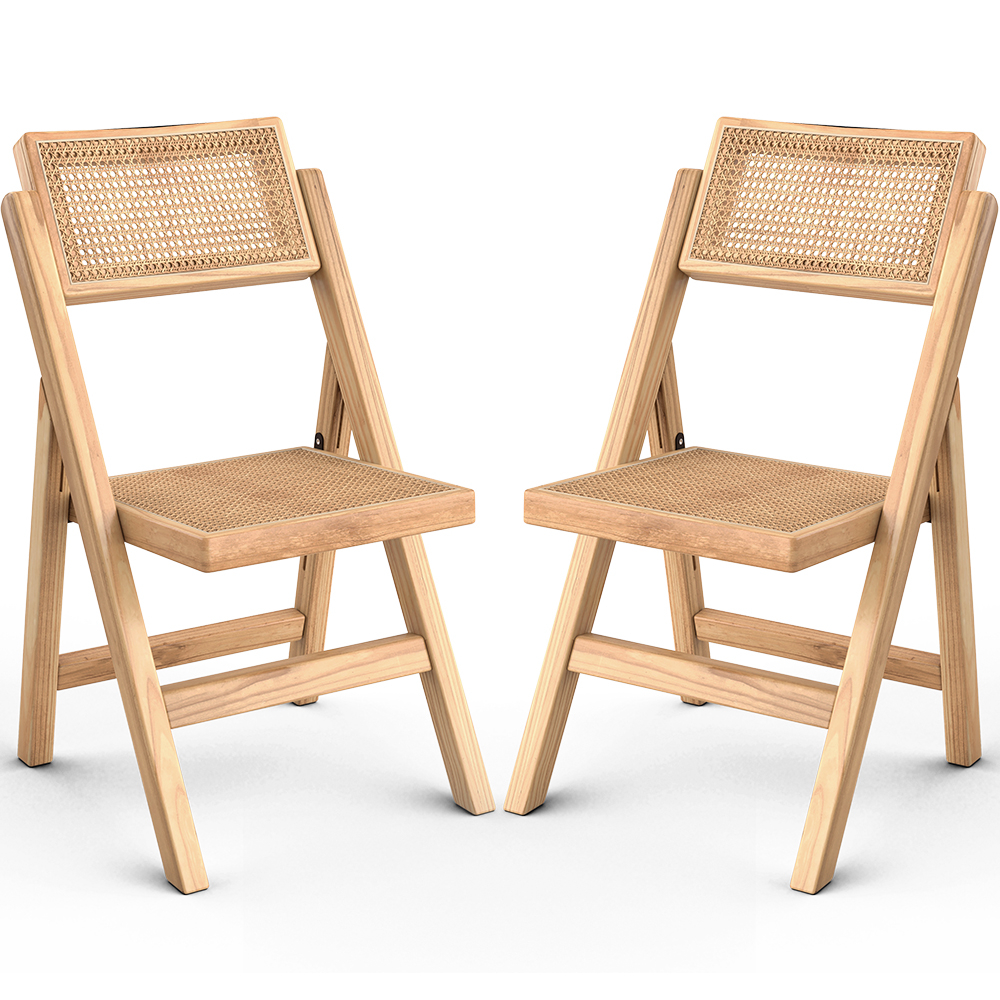 Buy 2 pack of Dining chair in Canage rattan and wood -  Bama Natural wood 61229 - in the EU