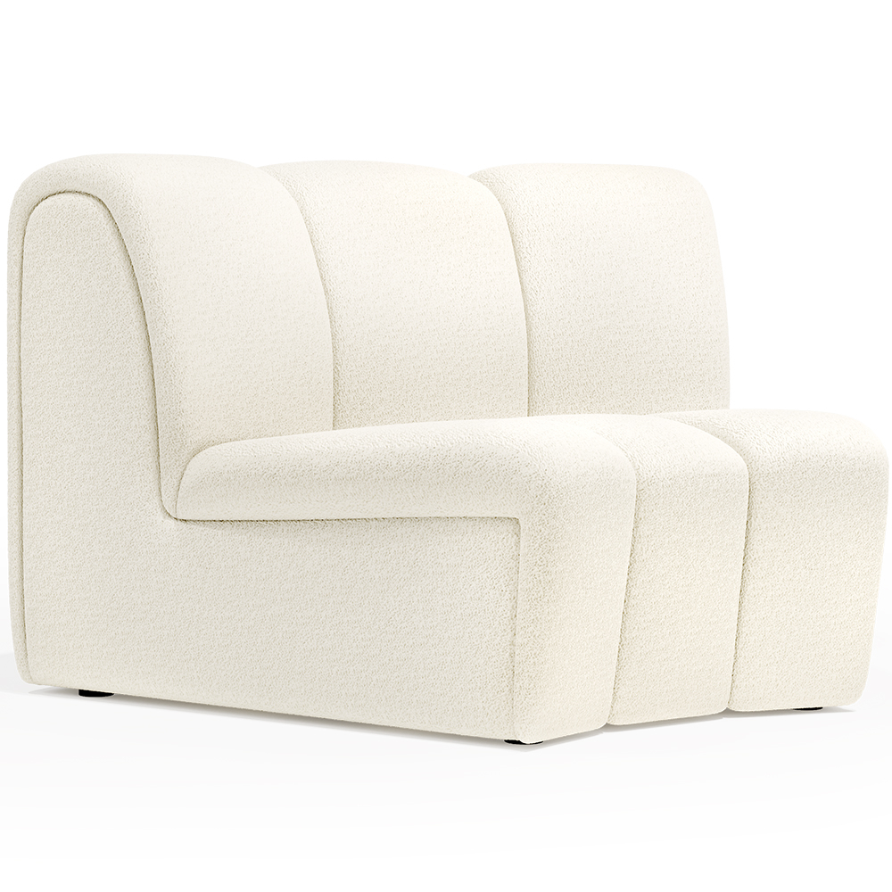  Buy Curved Module Sofa - Upholstered in Bouclé Fabric - Barkleyn White 61248 - in the EU