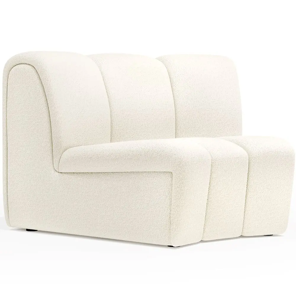  Buy Curved Module Sofa - Upholstered in Bouclé Fabric - Barkleyn White 61248 - in the EU