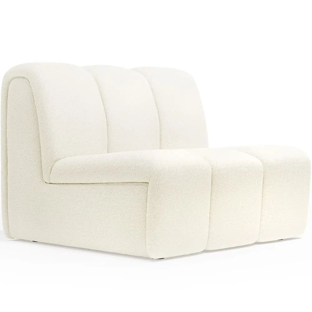  Buy Straight Module Sofa - Upholstered in Bouclé Fabric - Barkleyn White 61249 - in the EU